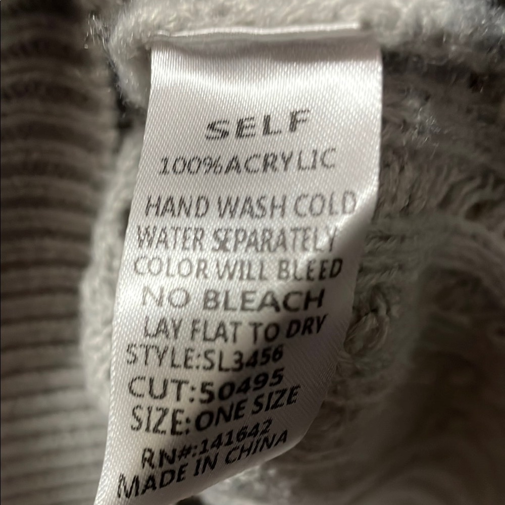 She + Sky Gray Ribbed Knit Poncho EUC - Picture 3 of 6